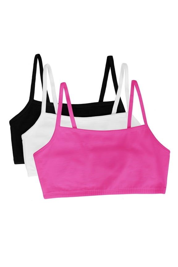Girls Pull Over Spaghetti Strap Sports Bra 3-Pack, Sizes 28-38