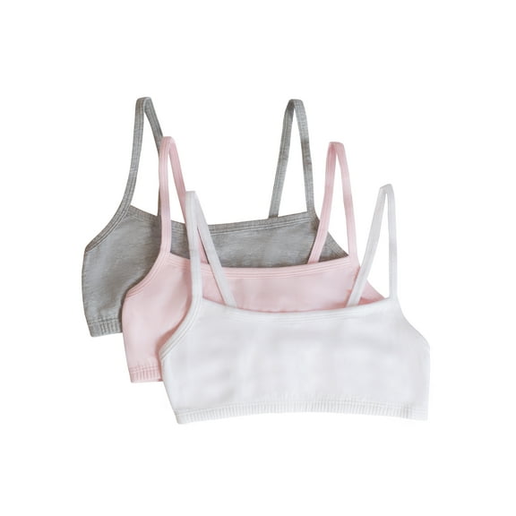 Fruit of the Loom Girls Pull Over Spaghetti Strap Sports Bra 3-Pack, Sizes 28-38