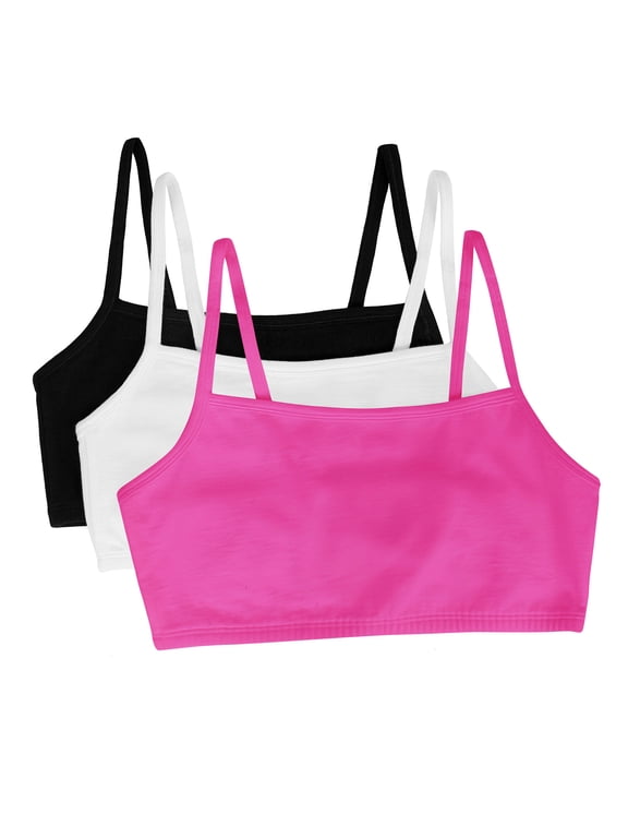 Girls Pull Over Spaghetti Strap Sports Bra 3-Pack, Sizes 28-38