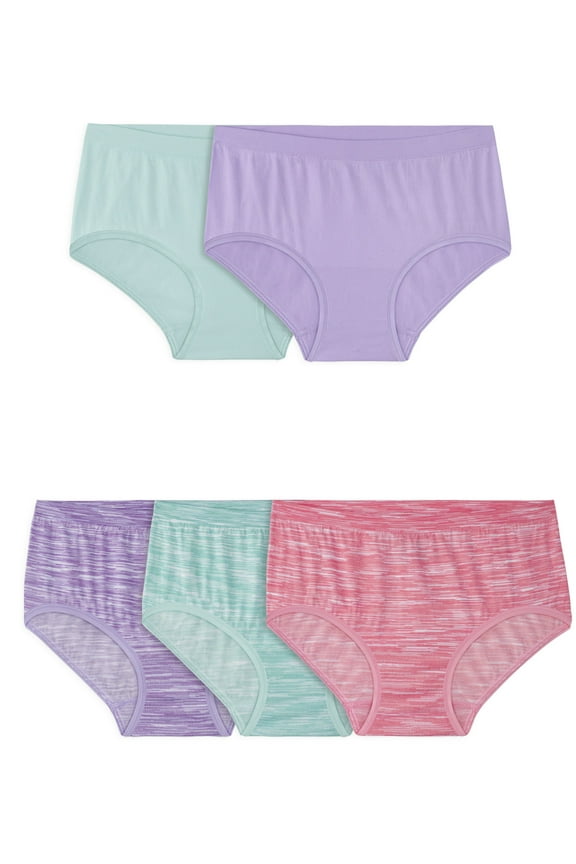 Girls' Seamless Brief Underwear, 5-Pack, Flexible Sizes 6-16