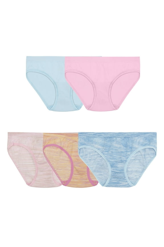 Girls' Seamless Hipster Underwear, 5-Pack, Flexible Sizes 6-16