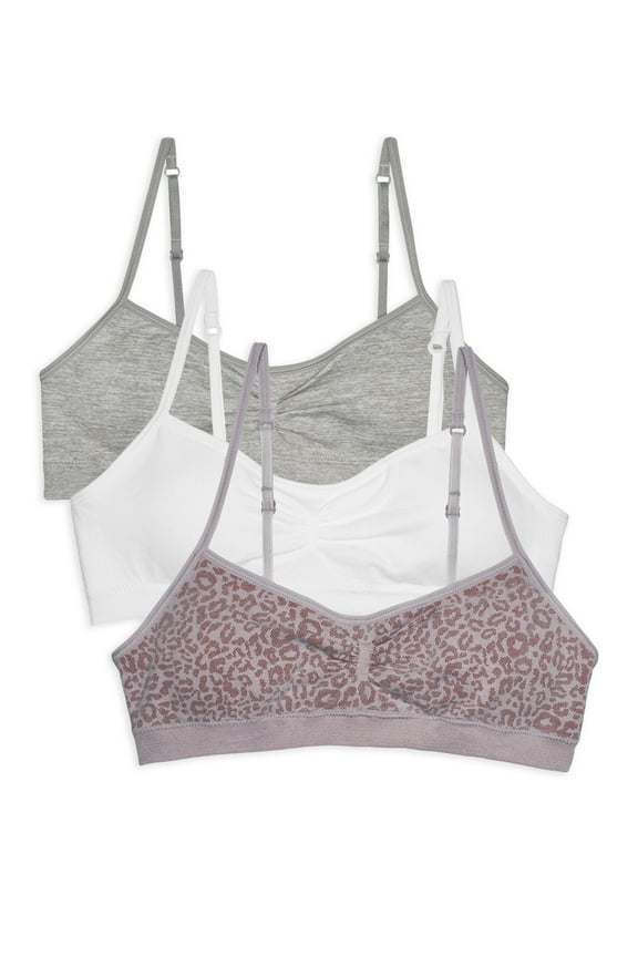 Girls Seamless Training Bra with Removable Modesty Pads, 3-Pack Sizes 28-36