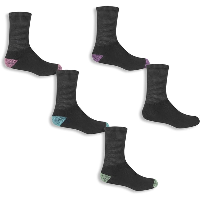 Fruit of the Loom Girls Socks, 6 Pack Crew (Little Girls & Big Girls ...