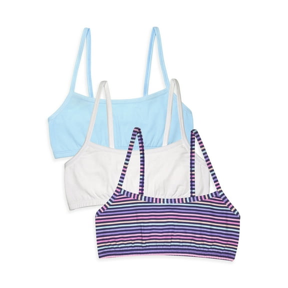 Fruit of the Loom Girls Spaghetti Strap Sports Bra, 3-Pack Sizes 28-40