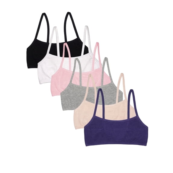 Fruit of the Loom Girls 6-Pack Cotton Spaghetti Strap Sport Bra