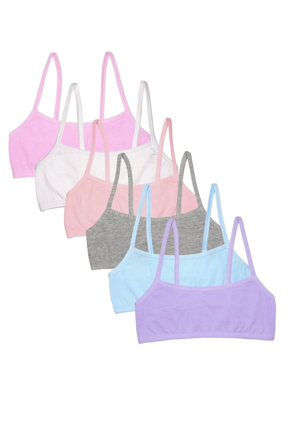 Girls 6-Pack Cotton Spaghetti Strap Sport Bra
