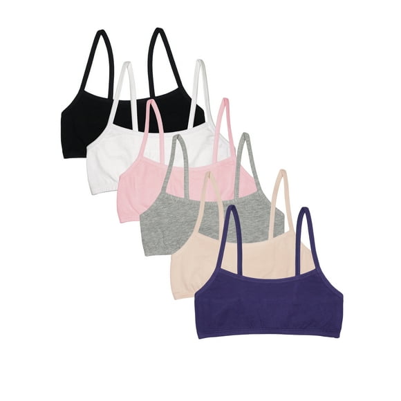Girls Spaghetti Strap Sports Bra, 6-Pack Sizes 28-40