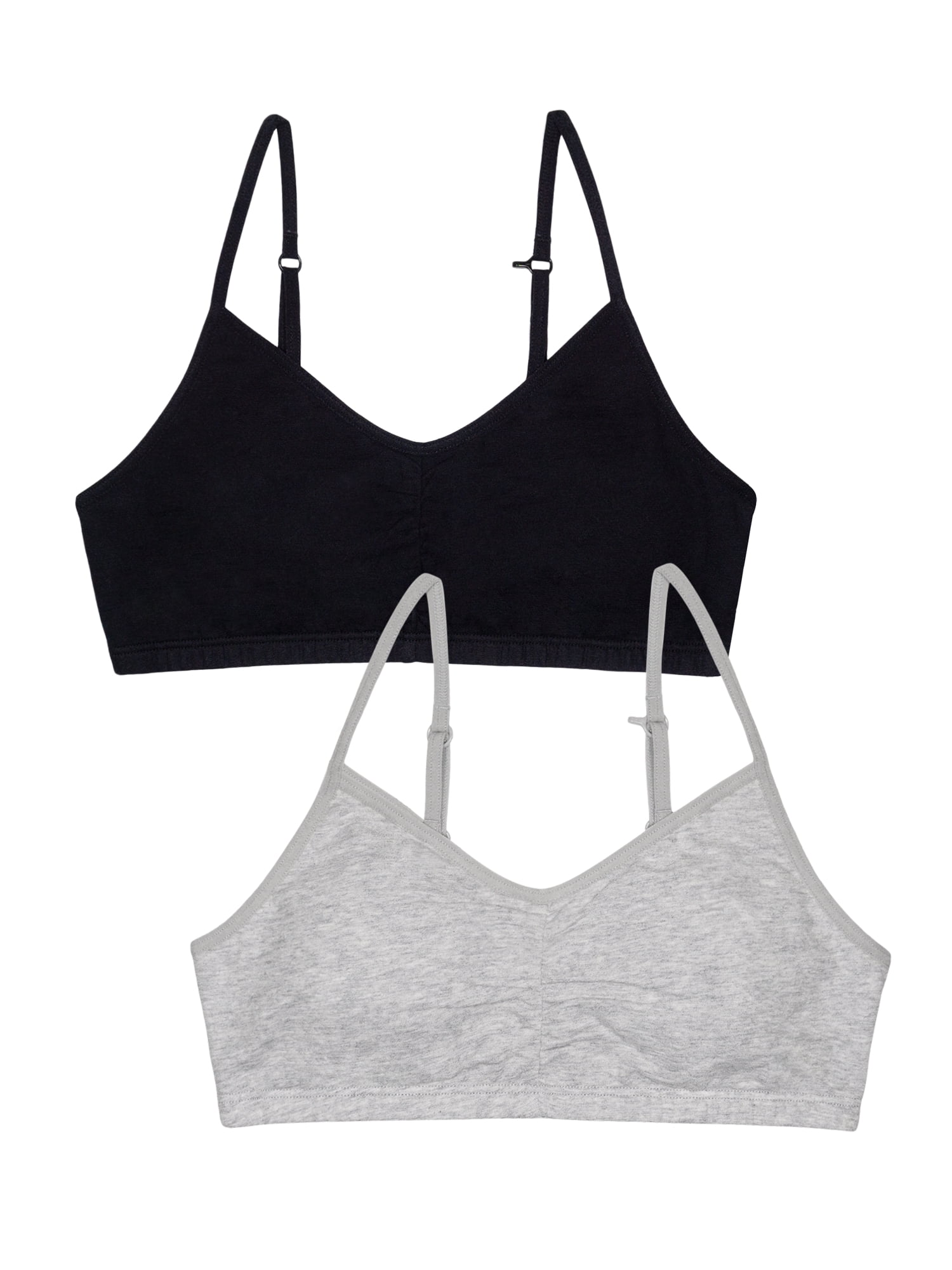 Fruit of the Loom Girls Sports Bra with Removable Pads, 2-Pack, Sizes (28-38)