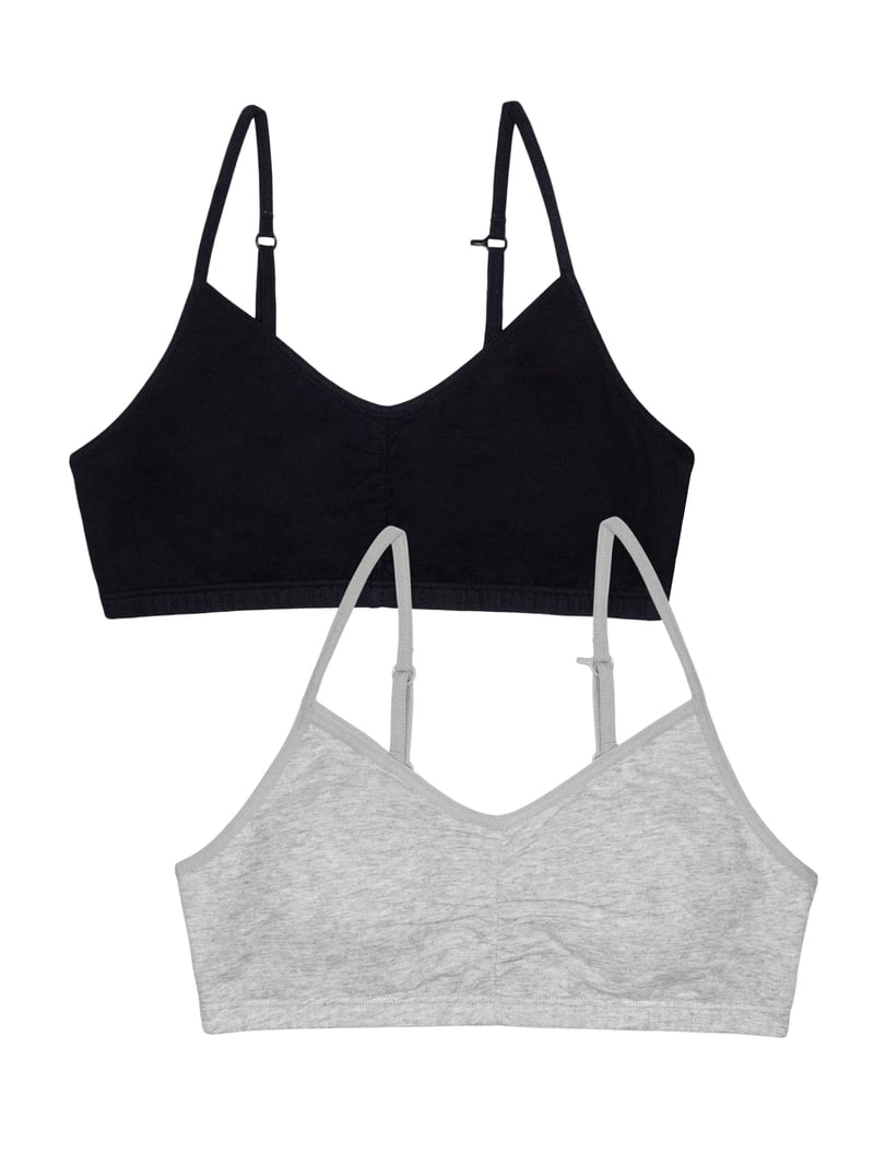 Fruit of the Loom Girls Sports Bra Removable Pads, 2-Pack Sizes 28