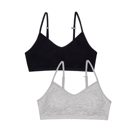 Fruit of the Loom Girls Sports Bra Removable Pads, 2-Pack Sizes 28-40