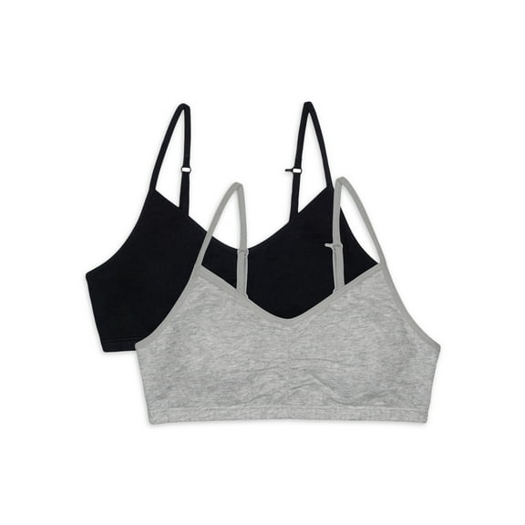 Fruit of the Loom Girls Sports Bra with Removable Pads, 2-Pack, Sizes (28-38)