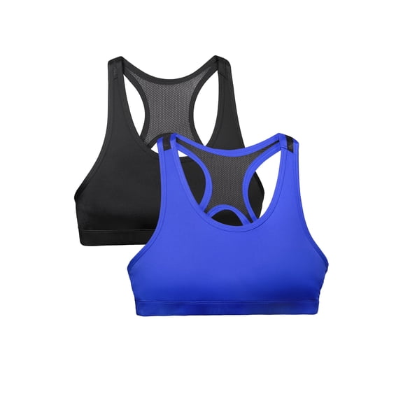 Fruit of the Loom Girls' Stay Dry 2-Pack Racerback Sports Bra