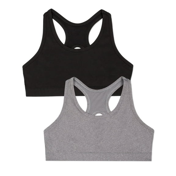 Fruit of the Loom Girls 2-Pack Stay Dry Racerback Sports Bra
