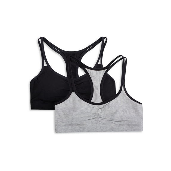 Fruit of the Loom Girls Strappy Racer Stage 2 Bra, 2 Pack
