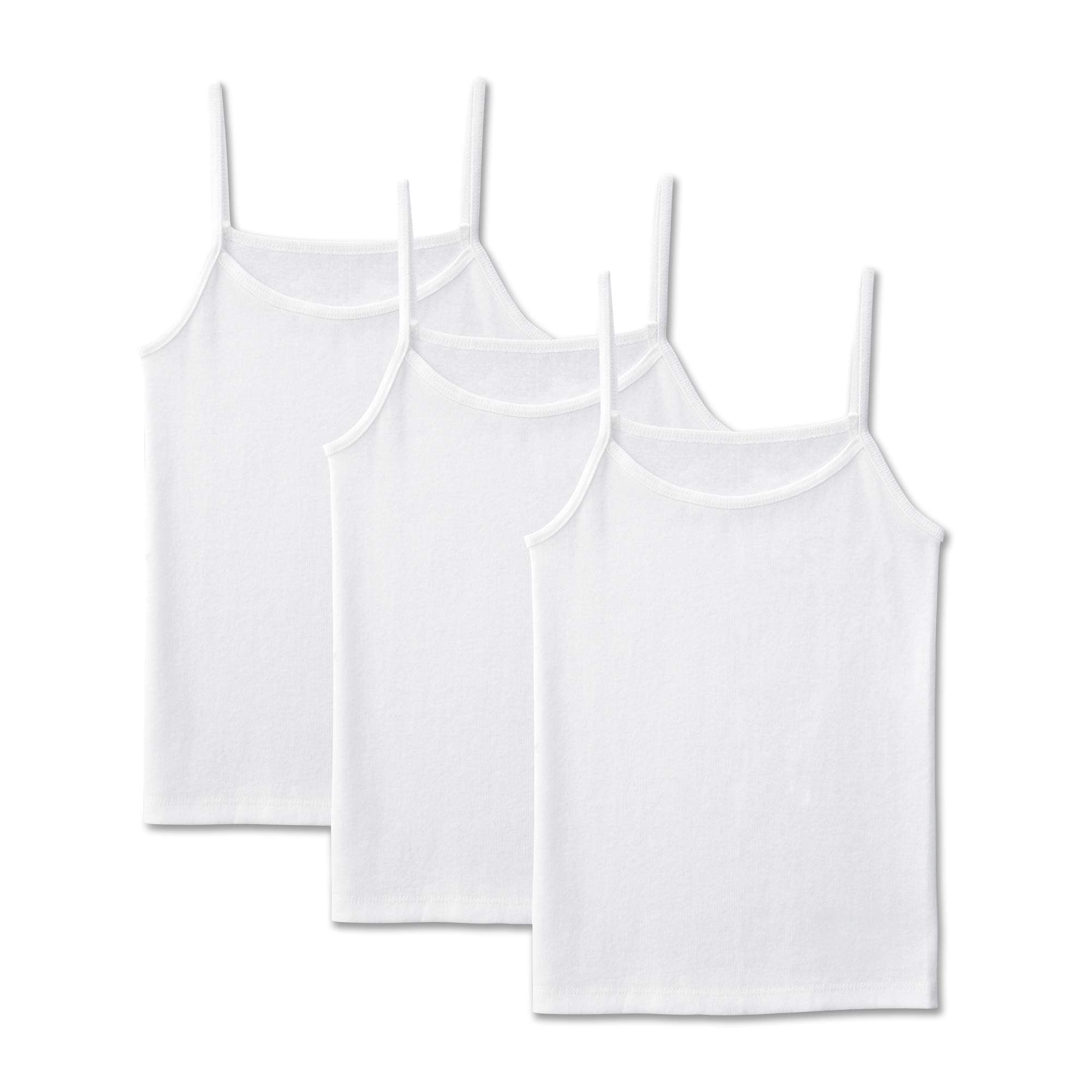 Fruit of the Loom Girls Undershirts, 3 Pack Solid White Wear Two Ways