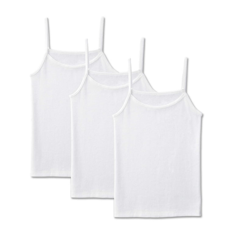 Fruit of the Loom Girls Undershirts, 3 Pack Solid White Wear Two Ways Spin  Camis (Little Girls & Big Girls)