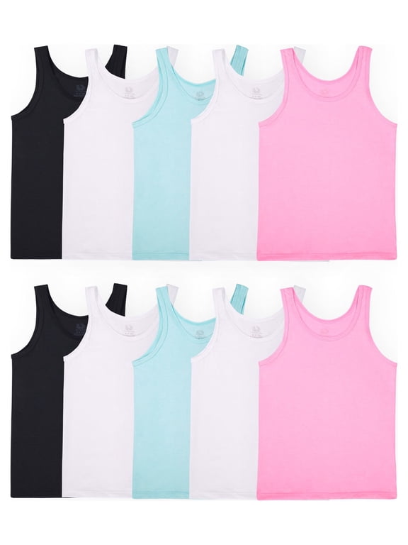 Girls' Undershirts, Layering Tank Tops, 10 Pack, Sizes S-XL