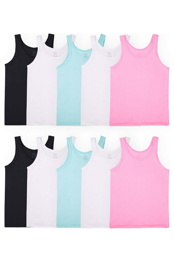 Girls' Undershirts, Layering Tank Tops, 10 Pack, Sizes S-XL