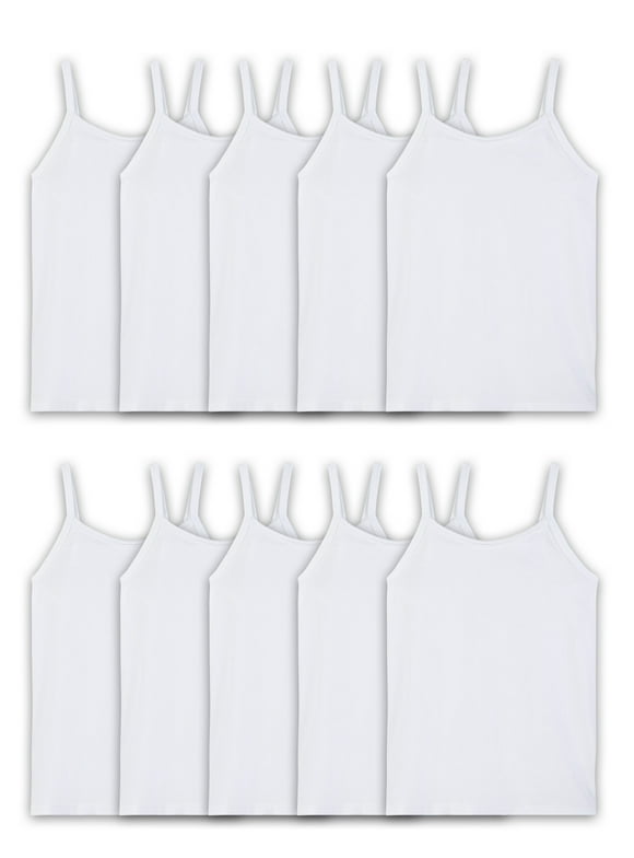 Fruit of the Loom Girls' Undershirts, Spin Cami Tank Tops, 10 Pack