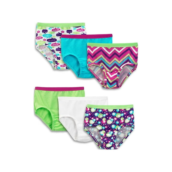 Fruit of the Loom Girls Underwear Cotton Briefs, 6 Pack (Little Girls & Big Girls)