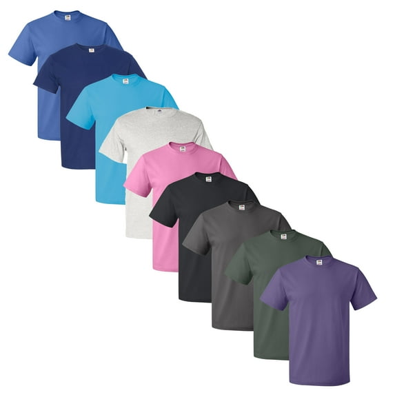 Fruit of the Loom HD Cotton Short Sleeve T-Shirt - 3930R: Bulk T-Shirts in Assorted Mix Colors - Short Sleeve Tee - Pack Of 9 | XL Size