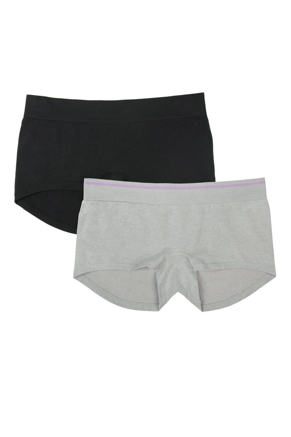 Juniors Hey Shorty Seamless Boyshort, Black Hue/Grey Heather, 2-Pack