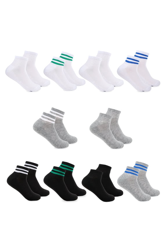 All Day Comfort Boys Ankle Socks, Sizes 4.5-9, 10-Pack