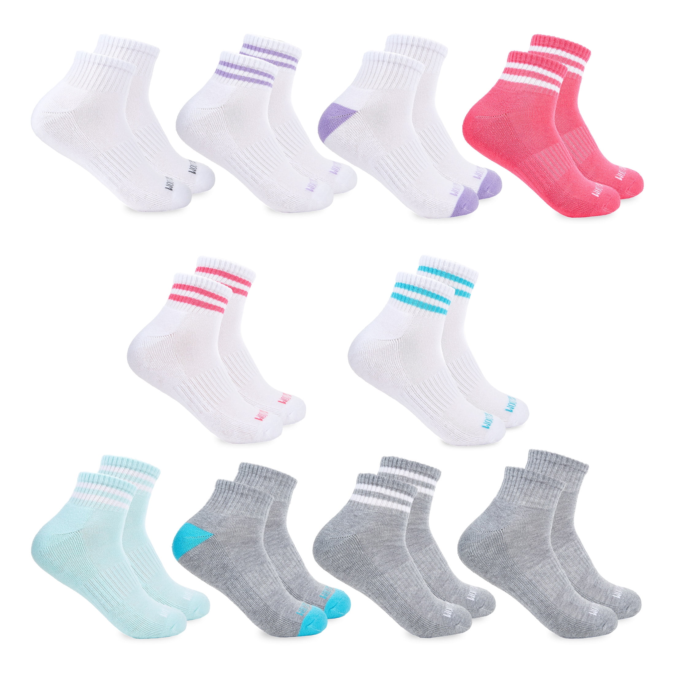 Fruit of the Loom All Day Comfort Girls Ankle Socks, Sizes 6-10, 10 ...