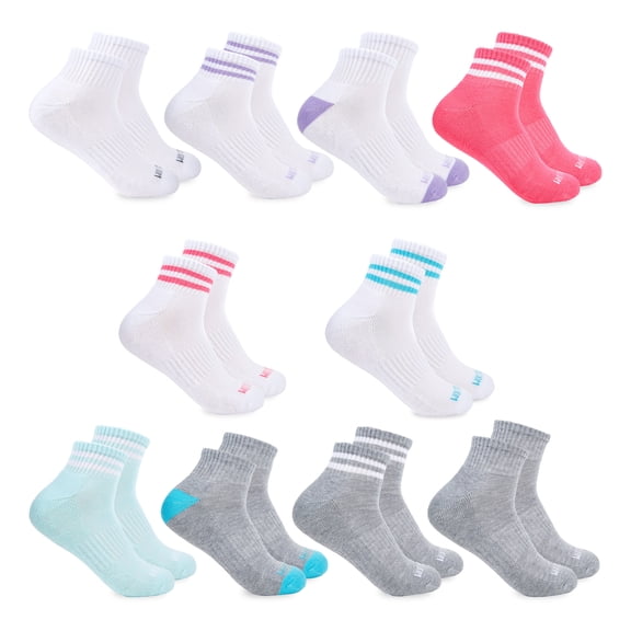 Fruit of the Loom All Day Comfort Girls Ankle Socks, Sizes 6-10, 10-Pack
