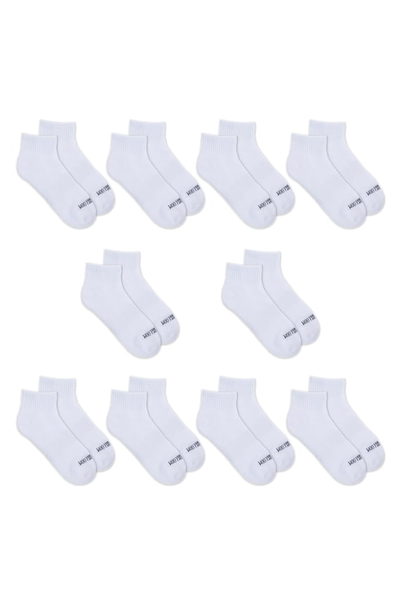 All Day Comfort Girls Ankle Socks, Sizes 6-10, 10-Pack