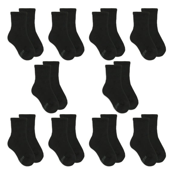 Fruit of the Loom All Day Comfort Boys Crew Socks, Sizes 4.5-9, 10-Pack