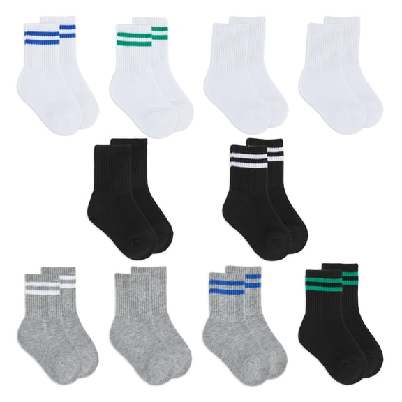Fruit of the Loom All Day Comfort Boys Crew Socks, Sizes 4.5-9, 10-Pack