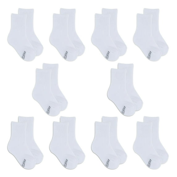 Fruit of the Loom All Day Comfort Boys Crew Socks, Sizes 4.5-9, 10-Pack