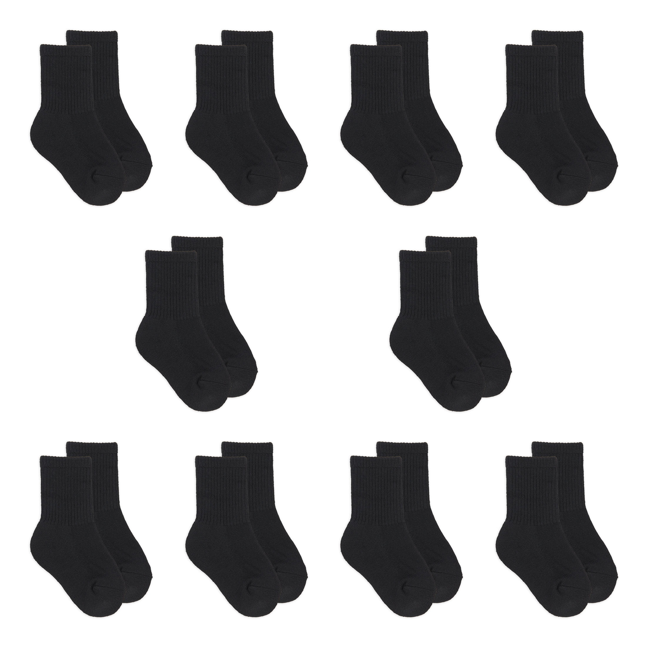Fruit of the Loom All Day Comfort Girls Crew Socks, Sizes 6-10, 10-Pack