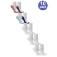 thumbnail image 1 of Fruit of the Loom Ladies Half Cushion Ankle Socks, 10 Pack, 4-10, White with Color, 1 of 2