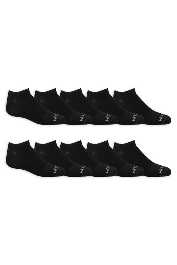 Lightweight No-Show Sport Socks for Women, Black, Size 4-10 (10-Pack)