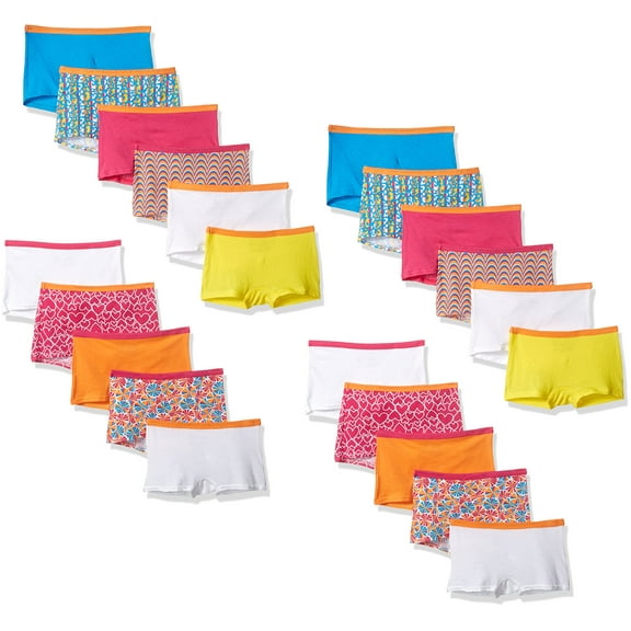 Fruit of the Loom Little Girl's Cotton Boyshort(Pack of 22)Assorted,Size14