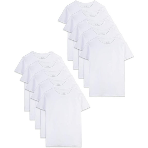Fruit of the Loom Little and Big Boy's Classic White Crews T-Shirts Multi Packs,Toddler boys,10 Pack,4T-5T