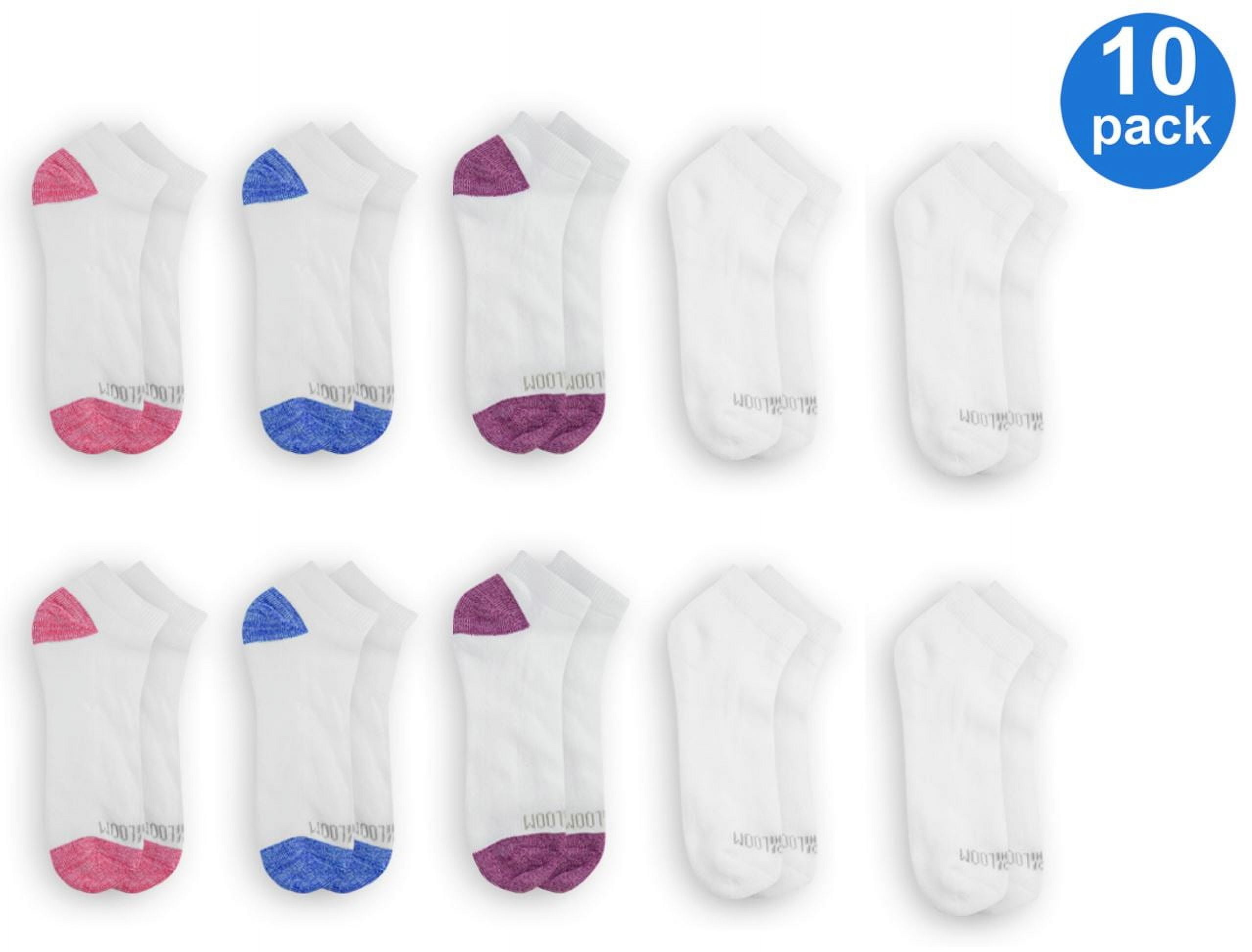 Fruit of the Loom Low-Cut Durable Solid Socks (Big Girls or Little Girls) 10 Pack