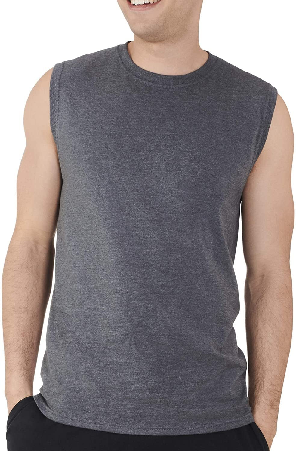 Fruit of the Loom Men Sleeveless Tee XXLarge, Charcoal Heather