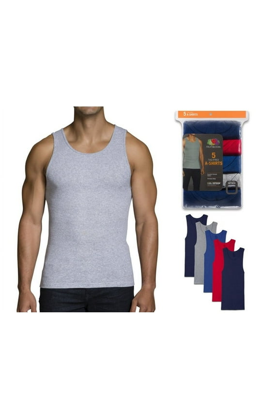 Men's 100% Cotton A-Shirts Tank Tops Undershirts Assorted Solids, Large