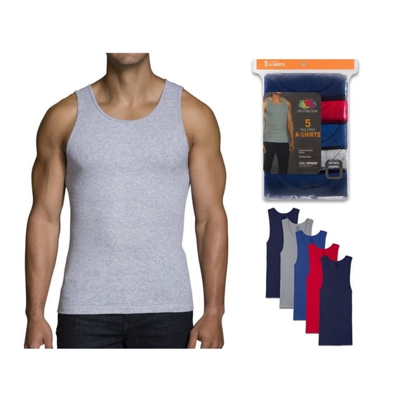 Fruit of the Loom Men's 100% Cotton A-Shirts Tank Tops Undershirts Assorted Solids, Small