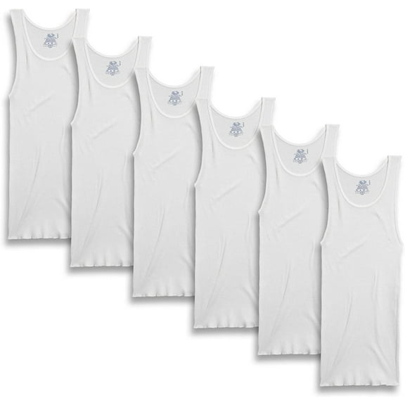 Fruit of the Loom Men's 100% Cotton A-Shirts, White, Small 6 Pack