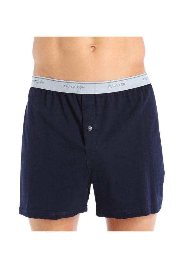 Men's Cotton Knit Boxer Shorts 3P722, 3 Pack, Assorted , Large