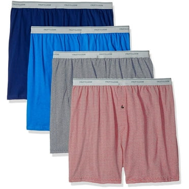 Fruit of the Loom Men's Soft Stretch-Knit Boxer Multipack, Covered Waistband-Assorted 4 Pack, 3X-Large