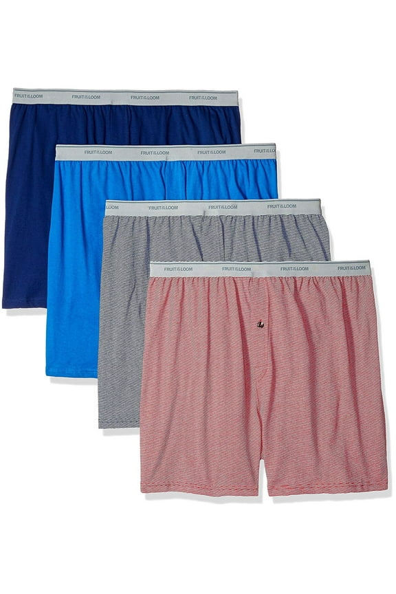 Men's Soft Stretch-Knit Boxer Multipack, Covered Waistband-Assorted 4 Pack, 3X-Large