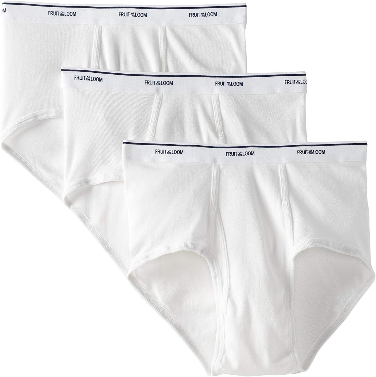 Fruit of the Loom Men's 100% Cotton Tagr Free White Classic Briefs, 3 Pack  