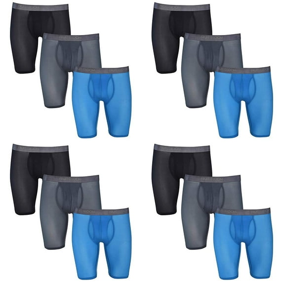 Fruit of the Loom Men's 12-Pack Everlight Long Leg Boxer Briefs Breathable Nylon/Spandex Blend Small 28-30