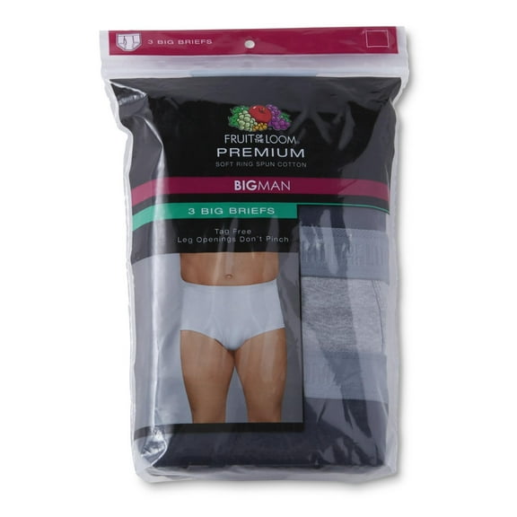 Fruit of the Loom Men's 3-Pack Premium Big Man Brief, assorted, 2X-Large