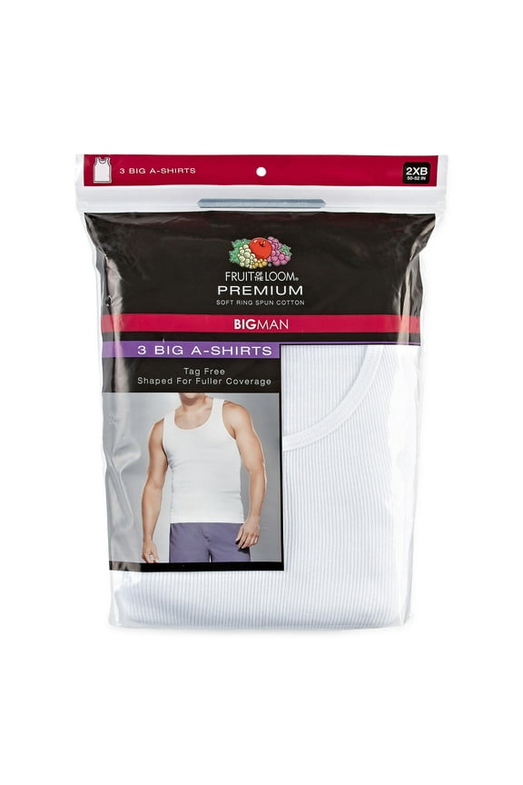 Men's 3-Pack Premium Man A-Shirt, White ice, 4X-Large Big